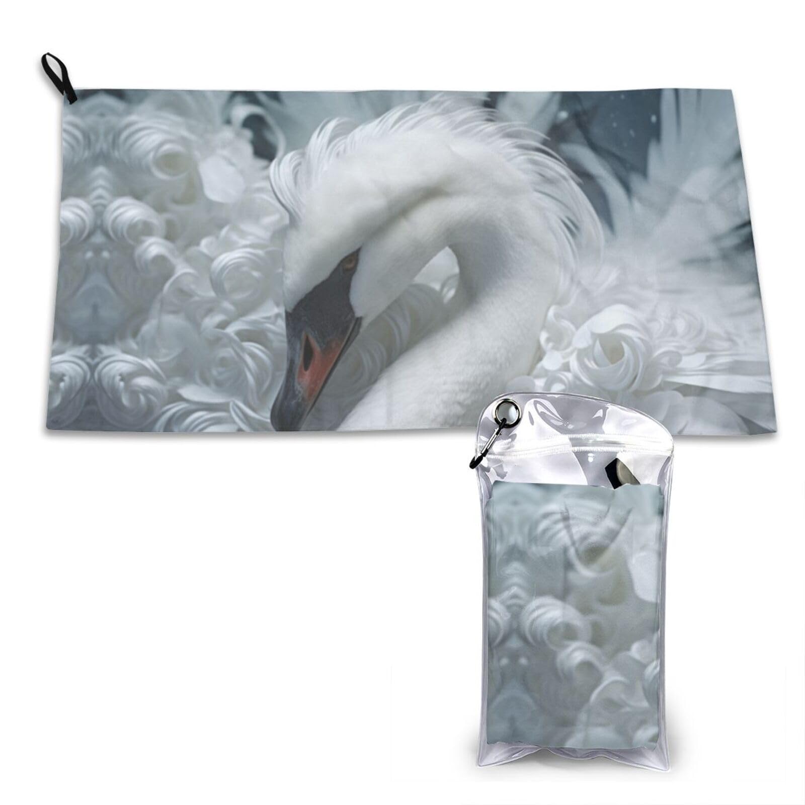 DUYKIMQW Beautiful swan feathers Print Quick Dry Towel 16x31.5in White