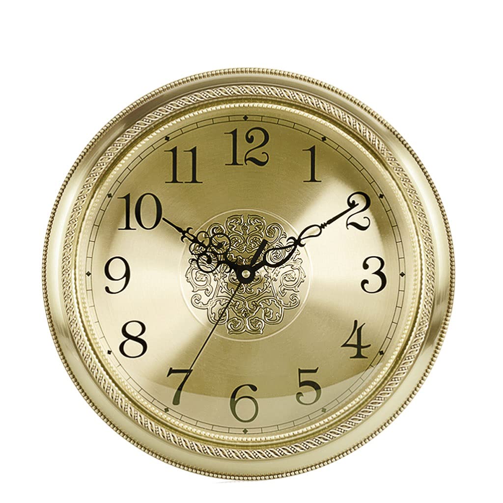 Sjdopulse A Type Pure Copper Wall Clock Luxury Pure Copper/Alloy Metal Wall Clock 16 Inch Non-Ticking Wall Clock Silent Battery Operated Round Wall Clock Wall Clock Decor