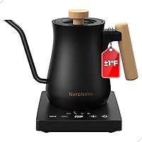 Narcissus P901 Gooseneck Electric Kettle: ±1°F Precise Temp Control, 1200W 5-Min Boil, 6-Hour Keep Warm, 304 SS Interior, Black