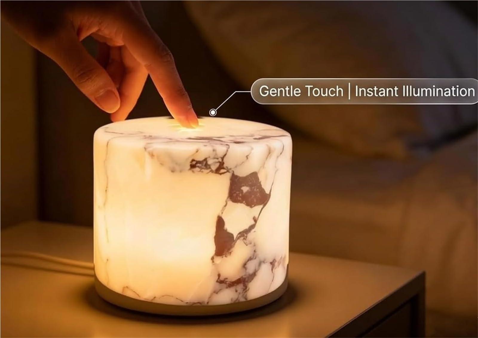 LáMpara TáCtil De MáRmol Lámpara táctil de mármol, lámpara mesita noche recargable, luz nocturna inalámbrica con control(Color 02)