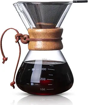 HERCHR cafetera goteo pequeña Pour Over Cafetera de Goteo goteador de café con filtro de acero inoxidable Cafetera de goteo