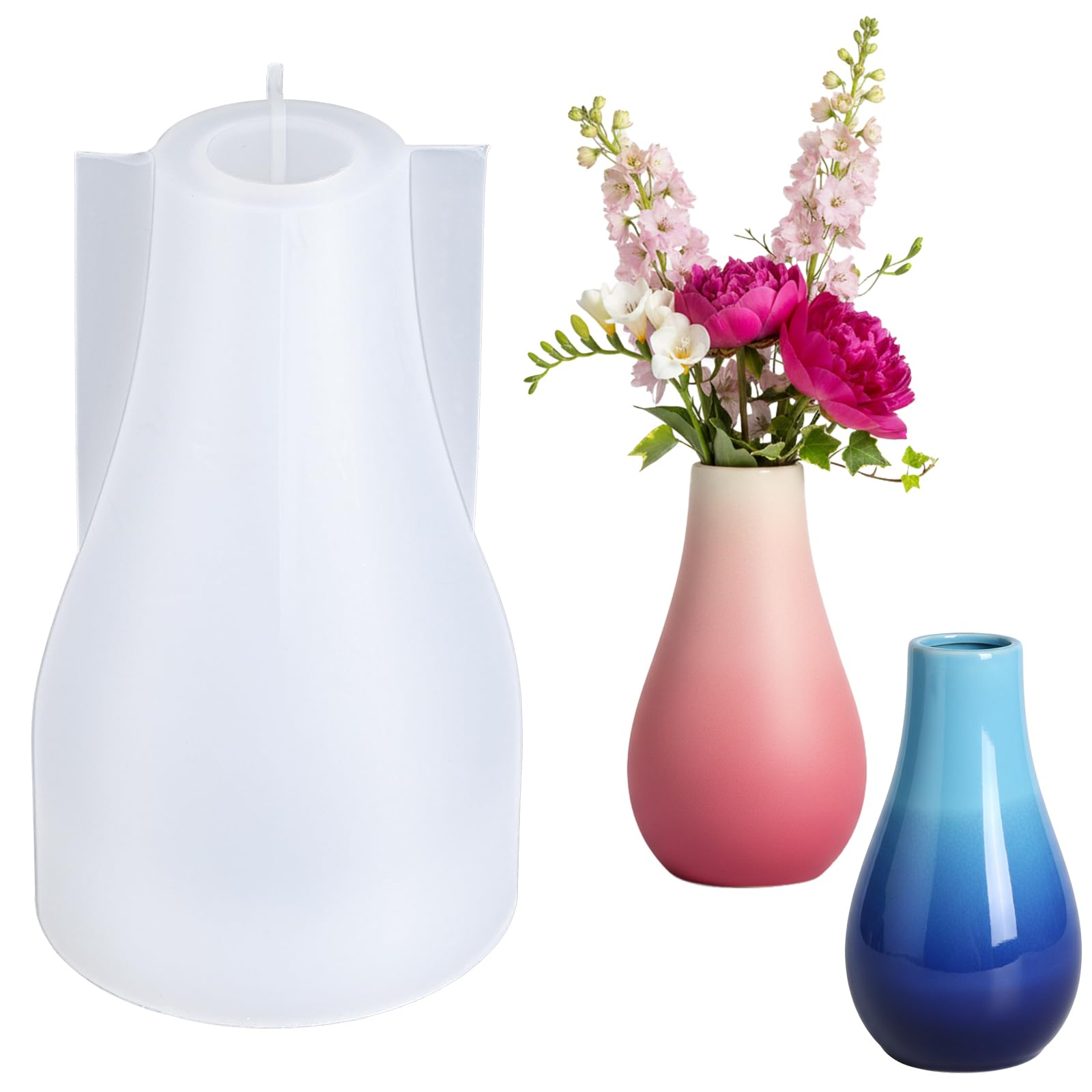 Silicone Vase Mold Epoxy Resin Concrete Casting Mold Vase Molds Container for DIY Art Craft Home Decor