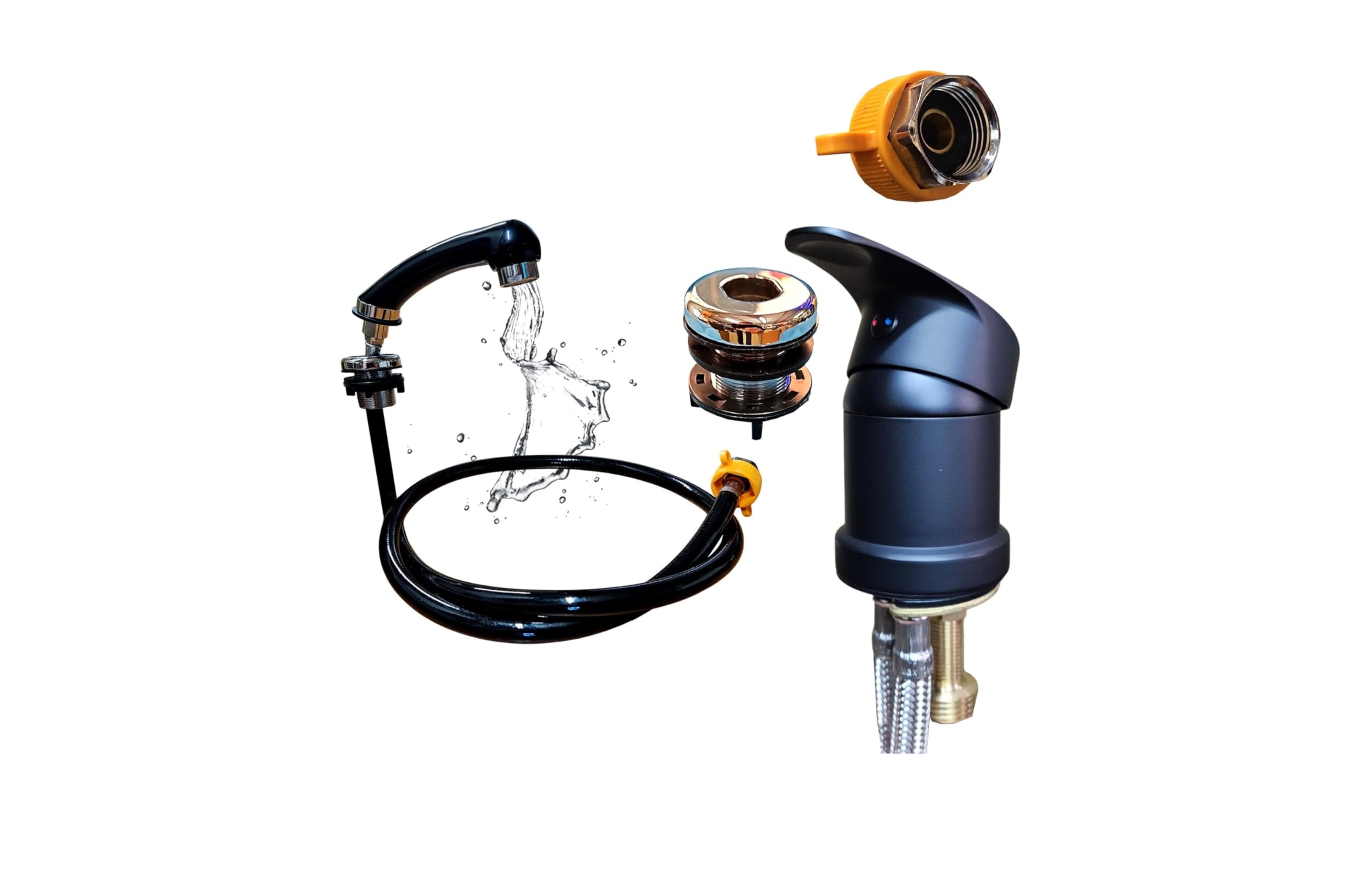 Hairstore Black Orginal Hair Salon Wash Basin Mixer Taps With Hairdressing Shower Head Shampoo Bowl Sprayer Hairdressing Salon Basin Showerhead Sink Tap Mixertap(Tool Free Installation Save Plumber Cost)