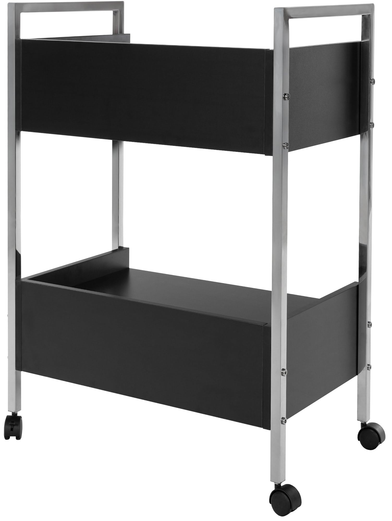 CLP Carrello Multiuso di Lusso I Carrello Multiuso su rotelle I Carrello con Due cassetti e Ripiani, Colore:Nero