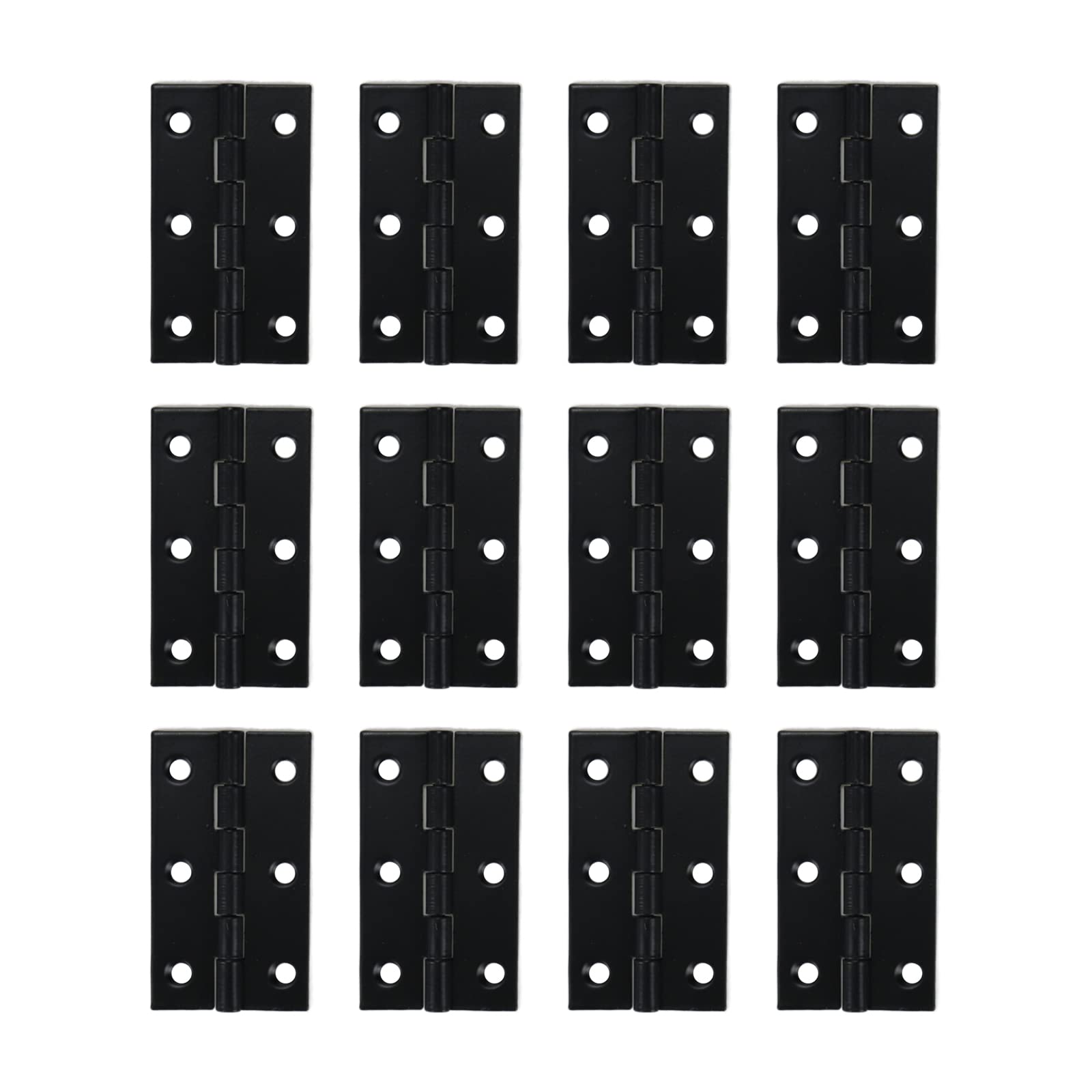 Antrader 2" Black Folding Butt Hinges Mini Cabinet Hinges with Screws for Cabinet Drawers Jewelry Box, 12 Pack