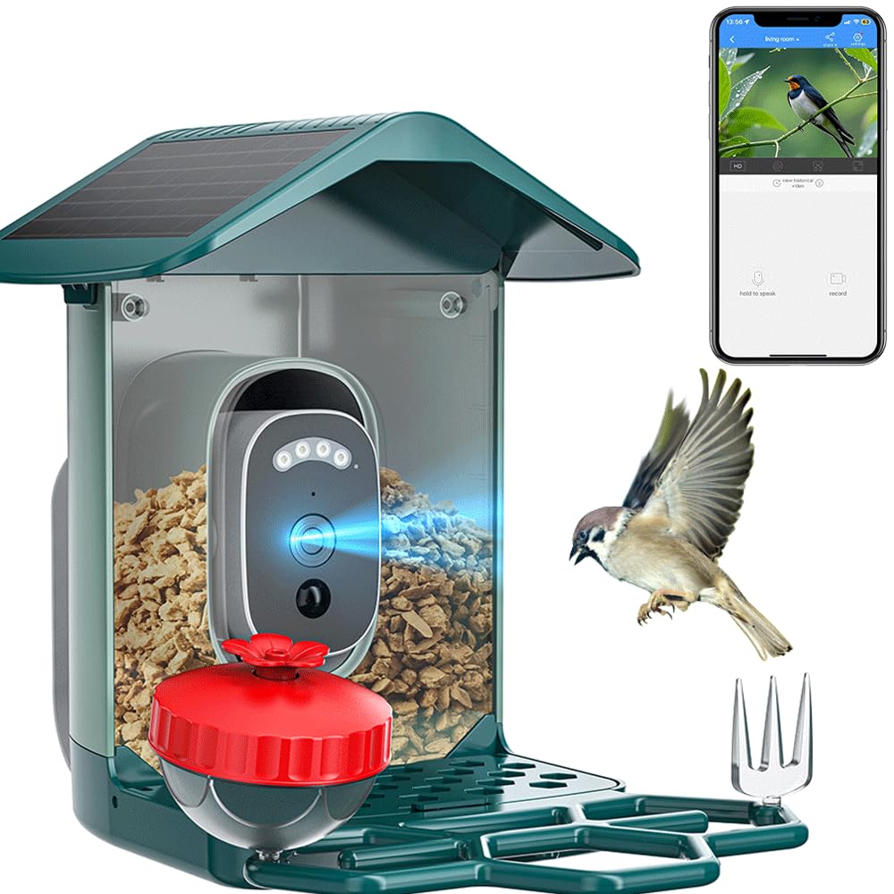 JOOAN 5MP Smartes Vogelfutterhaus mit Kamera 5200mah solarbetrieben IP66