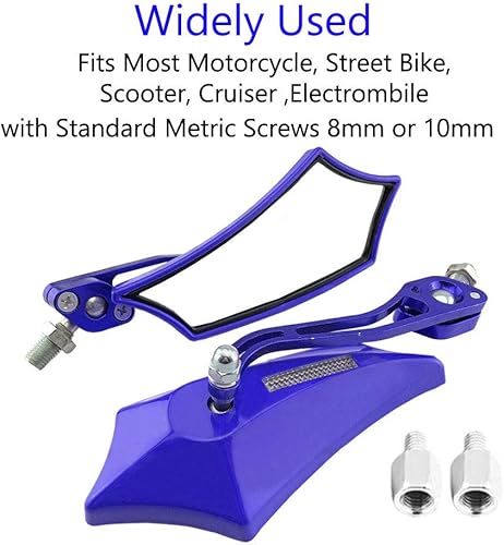 Miniatura 6 de ESUPPORT Azul Universal Motocicleta Motocicleta Bicicleta 0.315 in 0.394 in Vista Trasera Espejo Lateral Scooter ATV