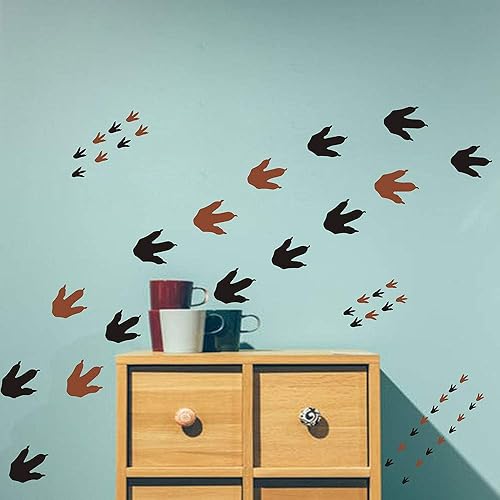 Miniatura 2 de Calcomanías de pared de huellas de dinosaurios (56 unidades), calcomanías de huellas de dinosaurios de 4 tamaños, calcomanías de dinosaurio para