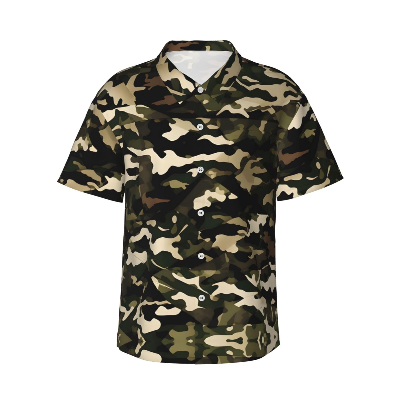 Etasuiol Men's Black Camo Print Hawaiian Shirt,Casual Summer Shirts,Tropical Beach Vacation Essentials