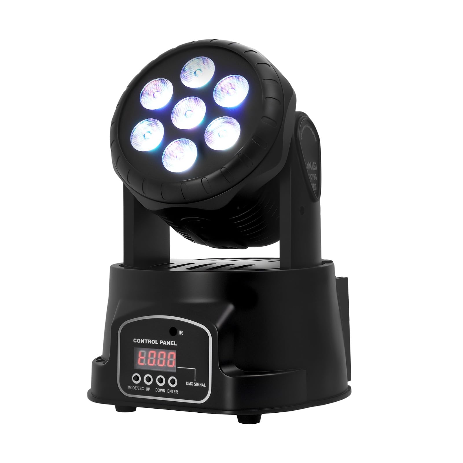 Projecteur LED Mobile, Lampe Effet DJ, Lumière Multicolore, Contrôle DMX512 Et Voix, Rotation 630°, Angle Vertical 240°, Montage Simple, Compact 19x19x17cm, Pour Mariage, Fête, Bar