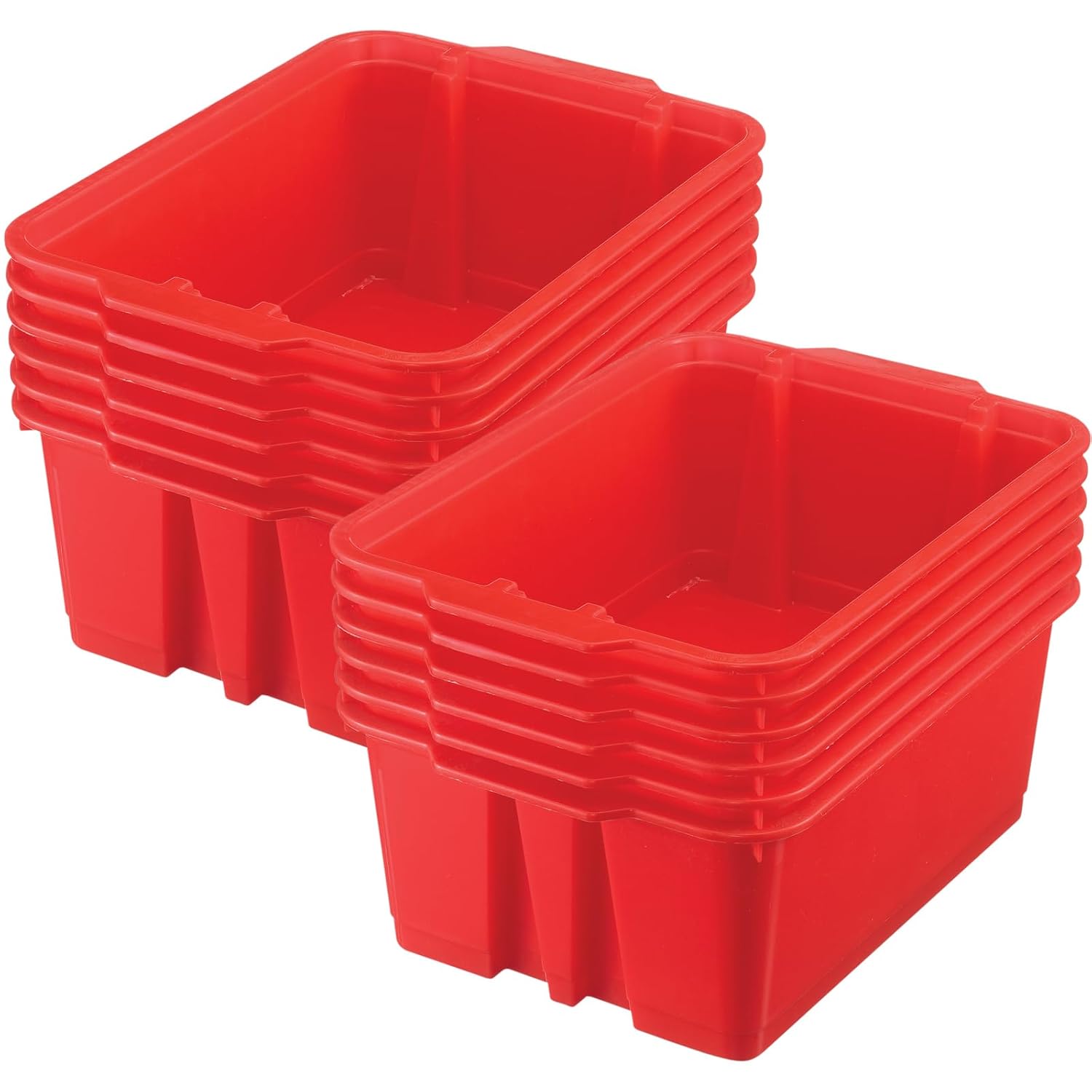 Really Good Stuff - 160074RE Stackable Plastic Book and Organizer Bins for Classroom or Home Use – Sturdy, Colored Plastic Baskets (Set of 12)