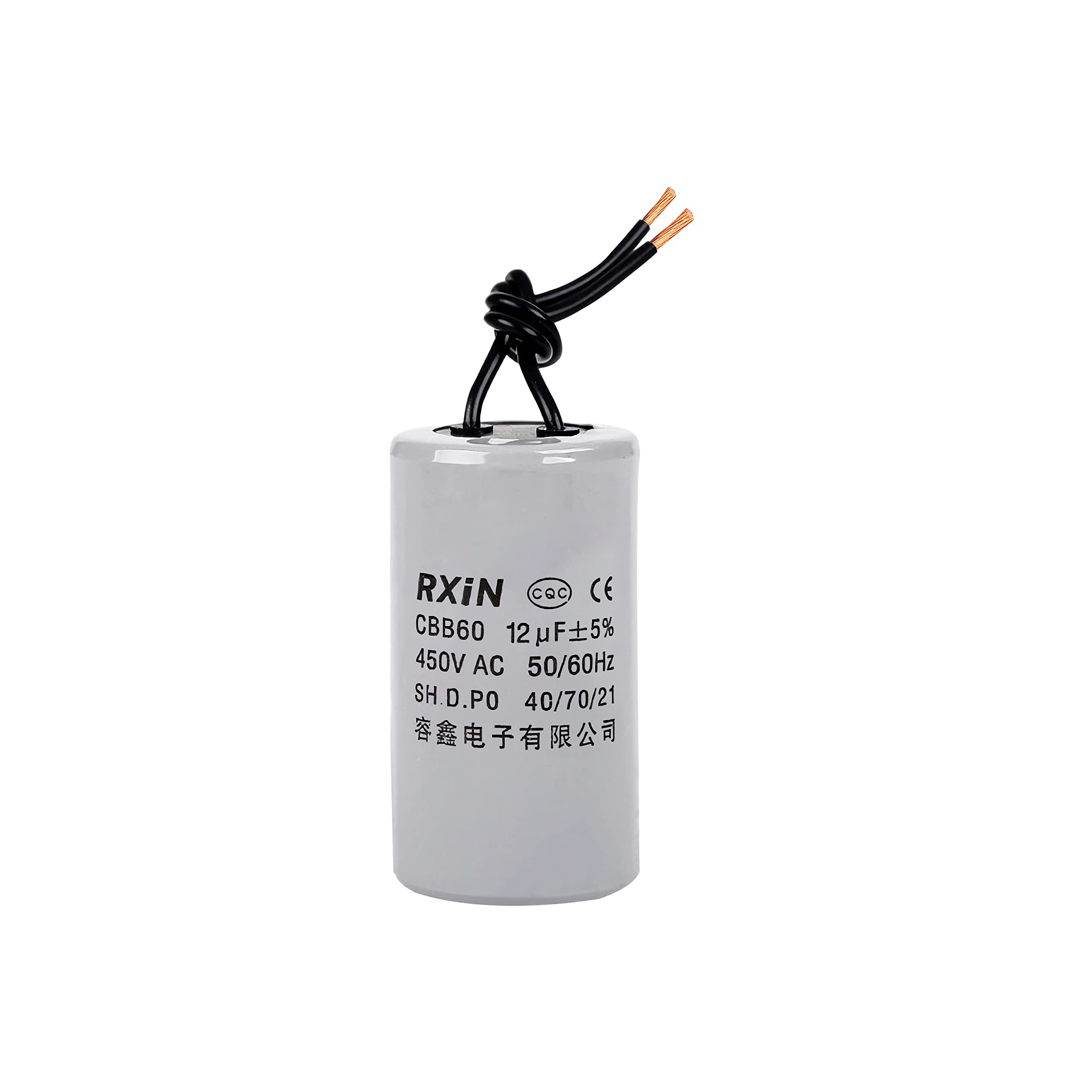 CBB60 Run Capacitor 12uF 450V AC 2 Wires 50/60Hz Cylinder 38mmx70mm (DXL) for Washing Machine Air Compressor Water Pump Motor Refrigerators