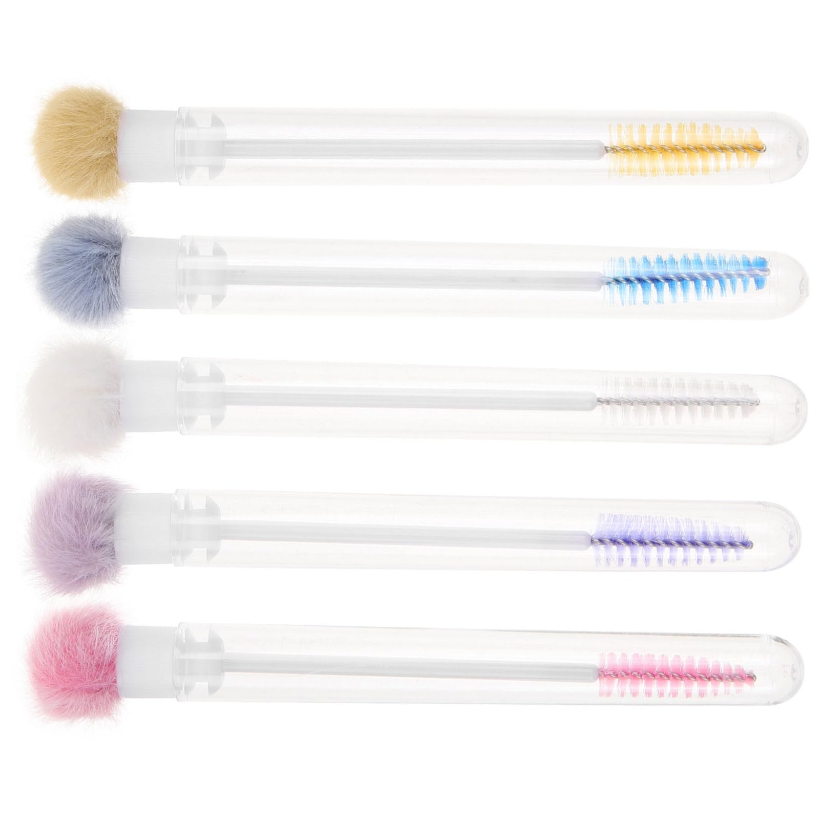 FRCOLOR Compact Eyelash Brush Tube 5pcs Set for Girls Eyelash Applicator Portable Stylish
