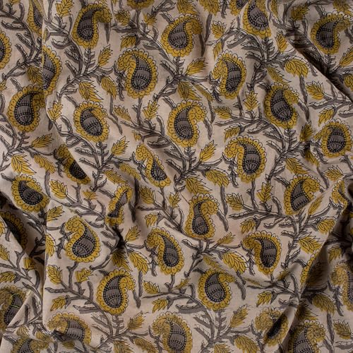 DMAASA Floral Print Pure Cotton Fabric Material | Yellow Paisley Print Fabric | 2.5 meter Cloth Piece 44 Inch wide | Women kurti, Curtains, Cushion, Pillow Covers and Craft Making DMAASA Floral Print Pure Cotton Fabric Material | Yellow Paisley Print Fabric | 2.5 meter Cloth Piece 44 Inch wide | Women kurti, Curtains, Cushion, Pillow Covers and Craft Making