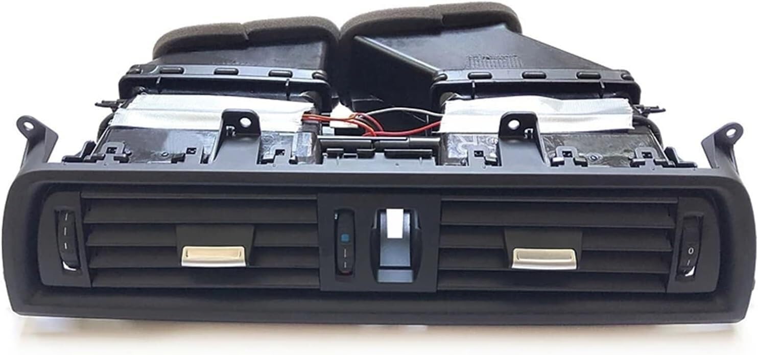 Salida Aire Rejilla para BMW Serie 5 F10 F11 F18 Consola Delantera Tablero Aire Acondicionado Cromado Conjunto Completo 64229166885 64229209136(Plain Black Assembly)