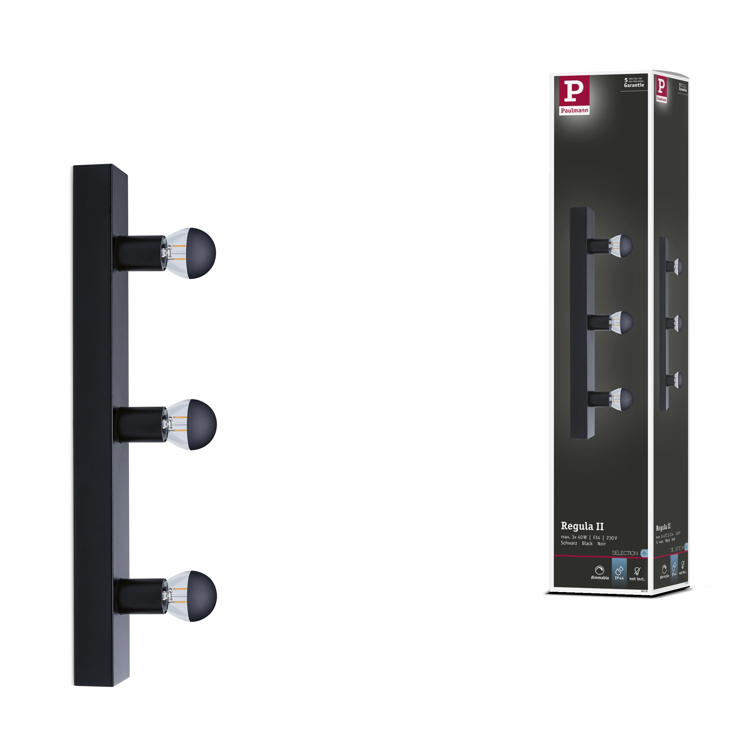 Paulmann 80097 Mirror luminaire IP44 E14 230V max. 3x40W dimmable Black