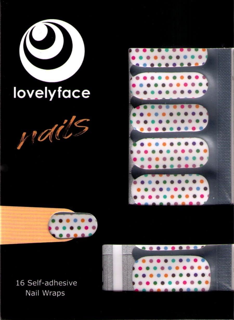 Nails -“Confeti”, met patroon, nagelwraps – 16 dunne, zelfklevende langhoudende nagelfolies, nagelstickers, nagellakstrips, nagellak om op te plakken, niet giftig
