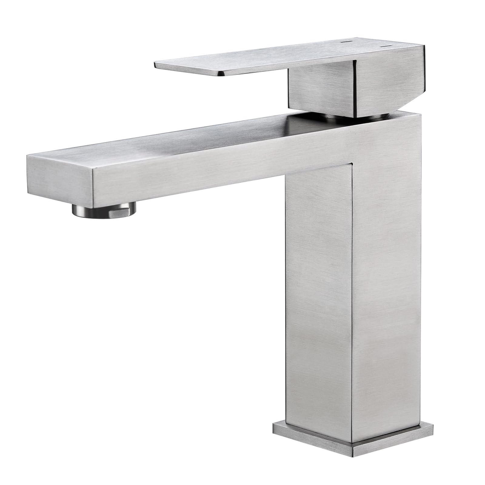 Rubinetto per Bagno, Miscelatore Monocomando per Bagno, Accessorio per Bagno, Miscelatore per Bagno a Risparmio Idrico, Altezza 160 mm, Acciaio Inossidabile Spazzolato
