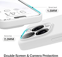 Vista 471 de GONEZ Funda de silicona para iPhone 15 Pro Max, compatible con Magsafe, protector de cámara + protector de pantalla, forro de microfibra suave Negro