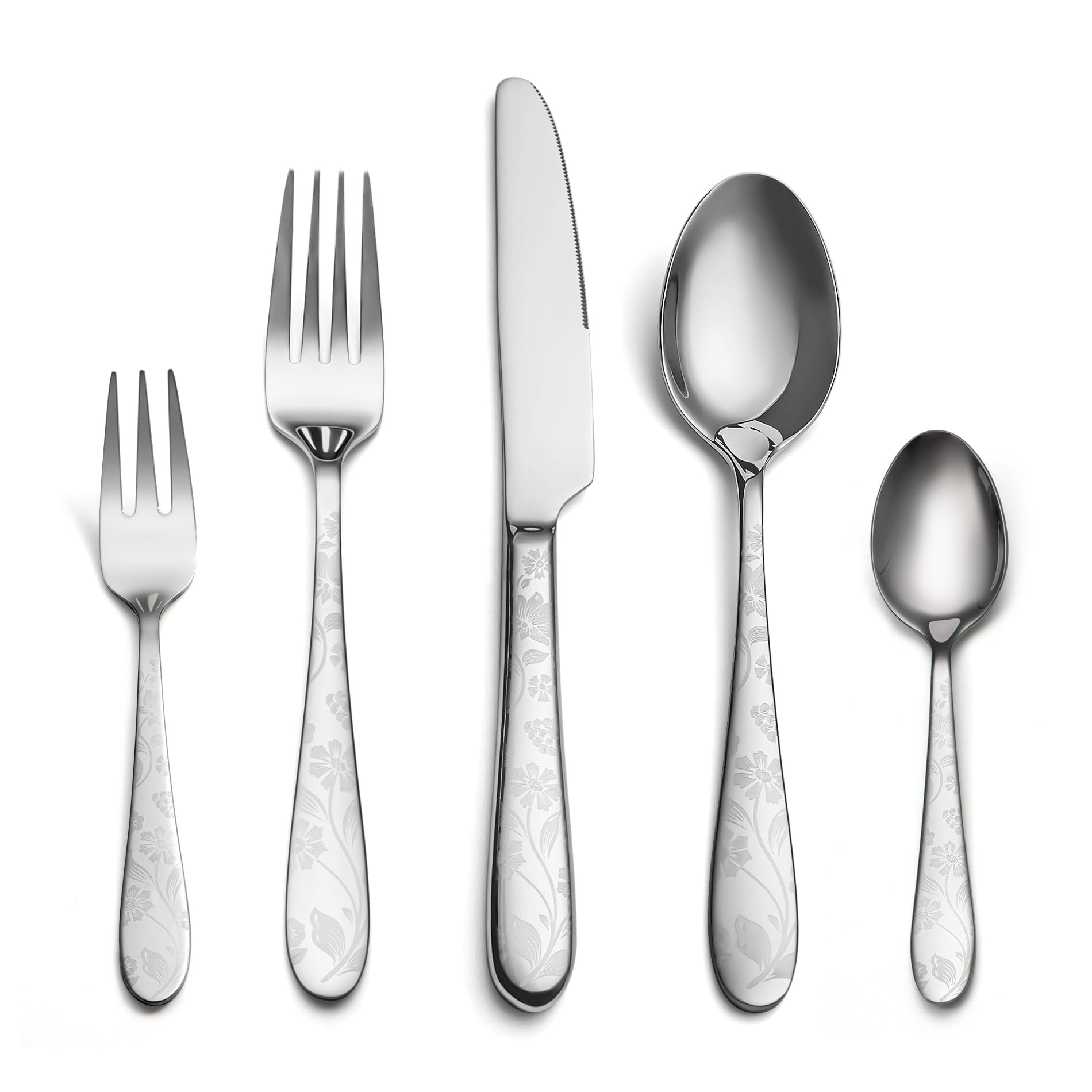 EIUBUIE Besteck Set 12 Personen, 60-teiliges Edelstahl Besteckset mit einzigartigem Musterdesign, Essbesteck mit Messer Gabel Löffel, Tafelbesteck für Haus/Küche, Hochglanzpoliert, Spülmaschinenfest