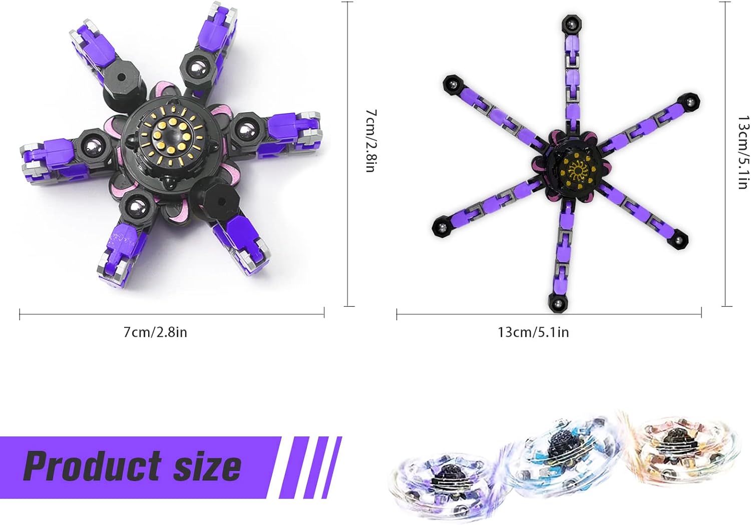 Cool Fidget Spinner,Transformable Fingertip Spinners,Fingertip Gyro,Spinning Top Toy,Sensory Fidget Toys,Stress Relief and Anti Anxiety Toys for Adult and Kids(Purple)