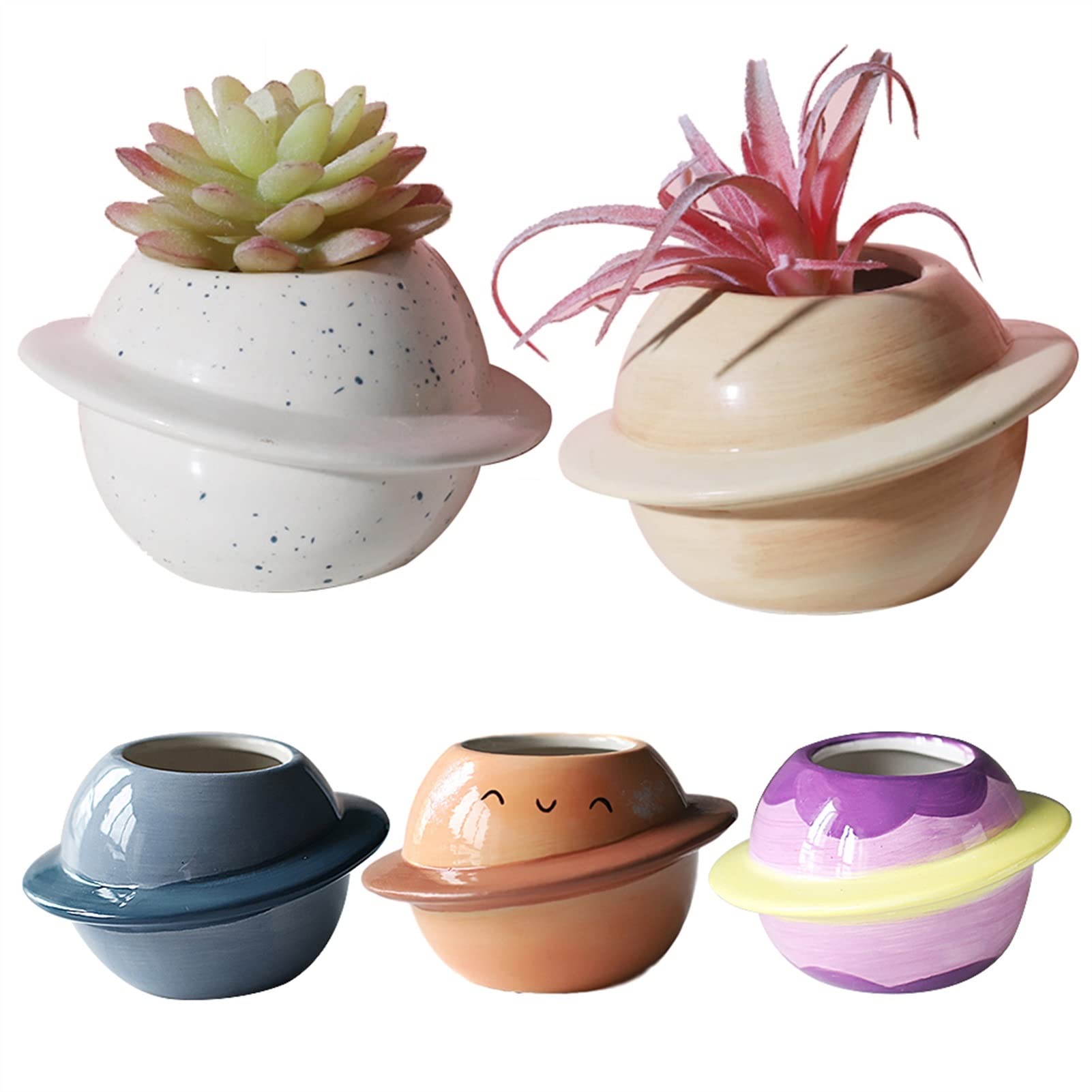 Liudan Doniczka doniczka w kształcie planety ceramiczna doniczka na sukulenty doniczka bonsai doniczka dom ogród balkon dekoracja doniczka biurko ozdoby ogrodowe doniczki (kolor: 05)