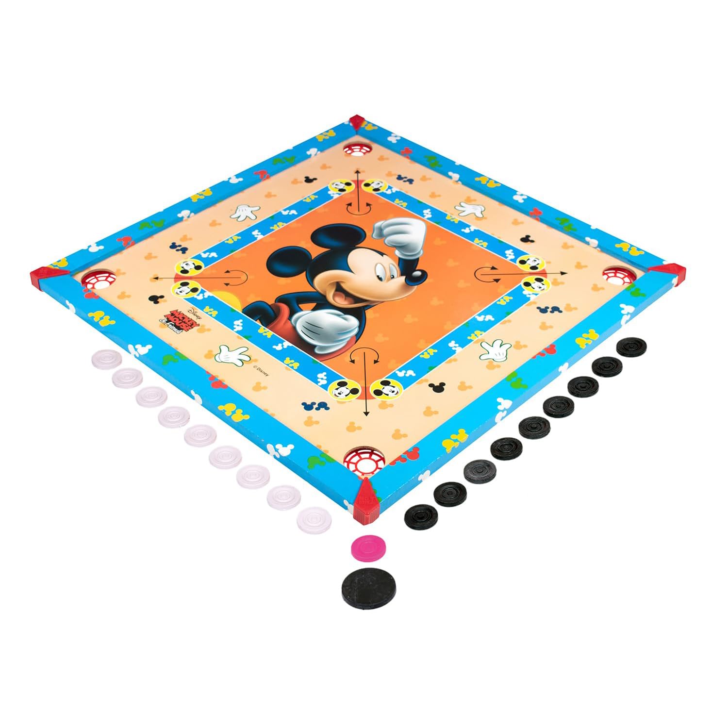 Amazon Brand - Jam & Honey Mickey Mouse Carrom Board for Kids | 26x26 inch | 3-in-1 Game Board with Ludo & Snake Ladder | Multicolour-image-28