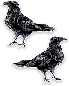 2 x 10cm/100mm Raven Crow Vinyl Sticker Decal Laptop Travel Luggage Car Bike Sign Fun #9192