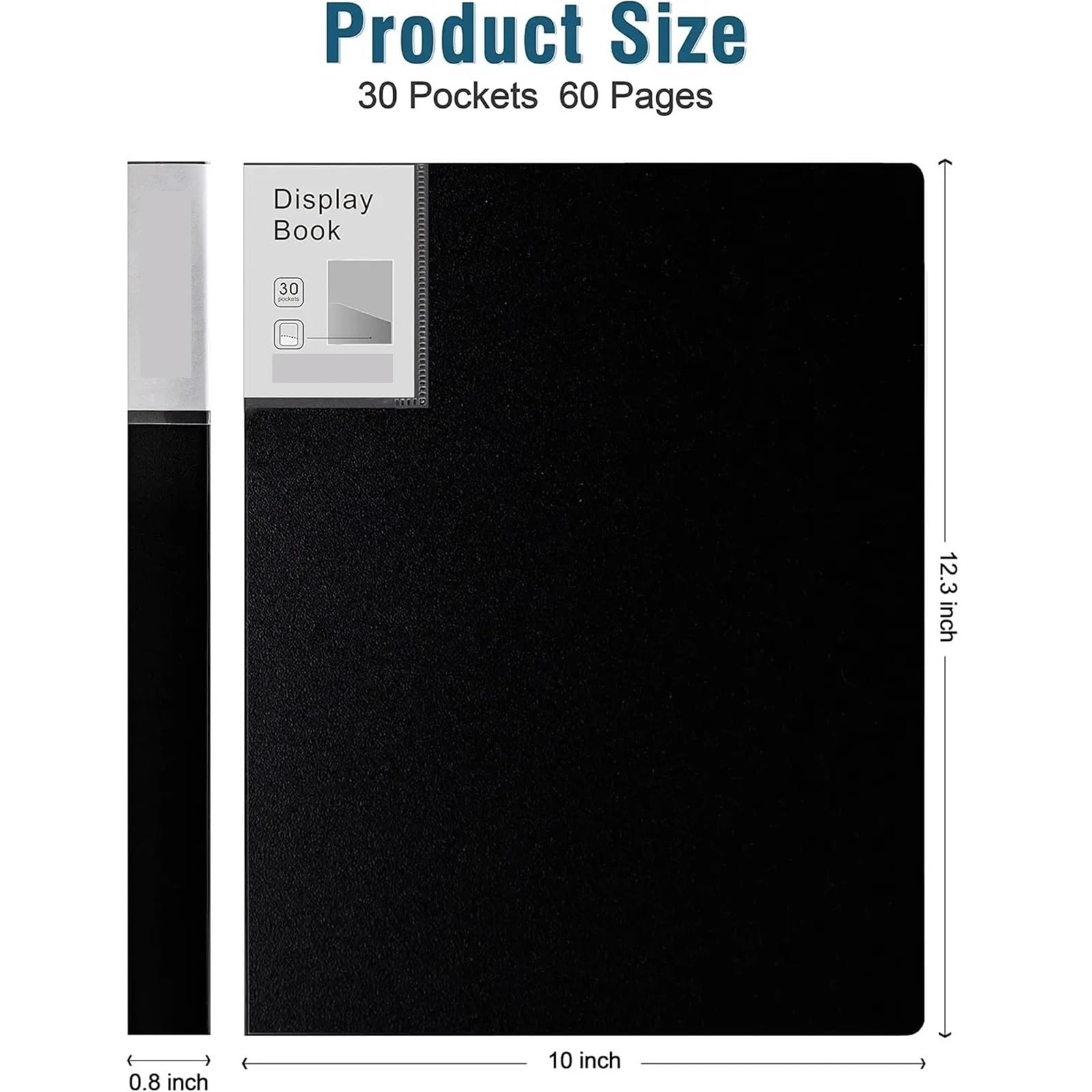 Cartelle portfolio nere da 4 pezzi con buste in plastica, 9x12 pollici, 30 tasche for la visualizzazione delle opere d'arte per Casa, Ufficio