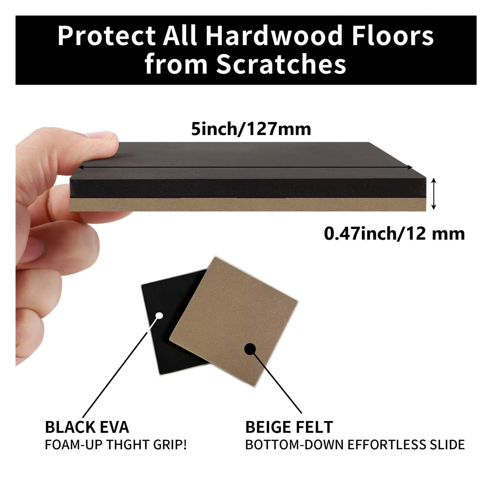 Protector de Muebles de Fieltro Deslizadores Resistentes de Fieltro for mudanzas Muebles 5 "para Pisos Madera Dura, artículo móvil Reutilizable 4/8 Piezas(5in 8PCS Round)