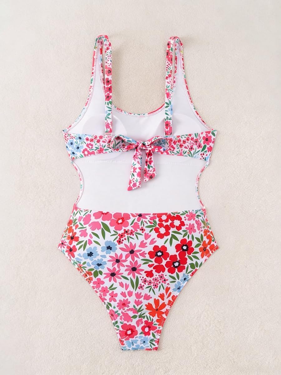 Sexybody Women One Piece Swimsuit Floral Print Bathing Suit Modest Tummy Control Swim Suit Slimming Swimwear