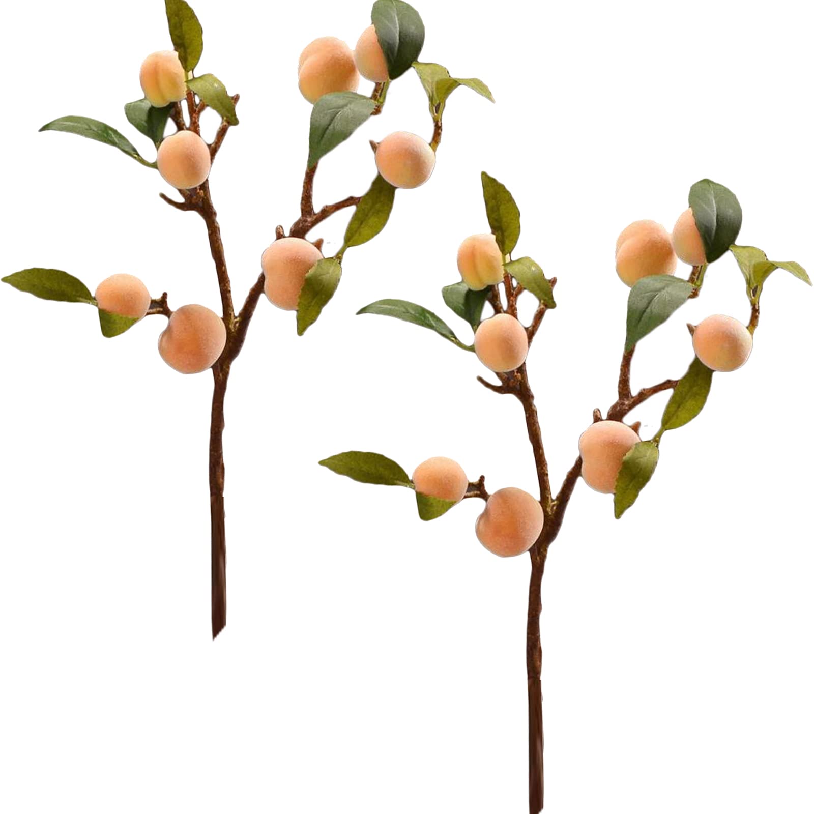 BEIJIALY 2PCS Artificial Peach Branch, Fake Peach Tree Long stems Simulation Branches for Home Wedding Party Garden Decoration Flower Arrangement Art-18inch