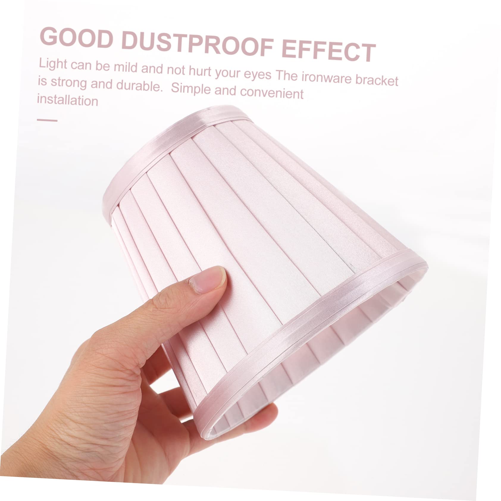jojofuny Pink Pleated Lampshade 5.51 Inch Cloth Lamp Cover Soft Fabric Light Shade for Table Lamp Indoor Lighting Eye-Friendly Home Decor - Image 2