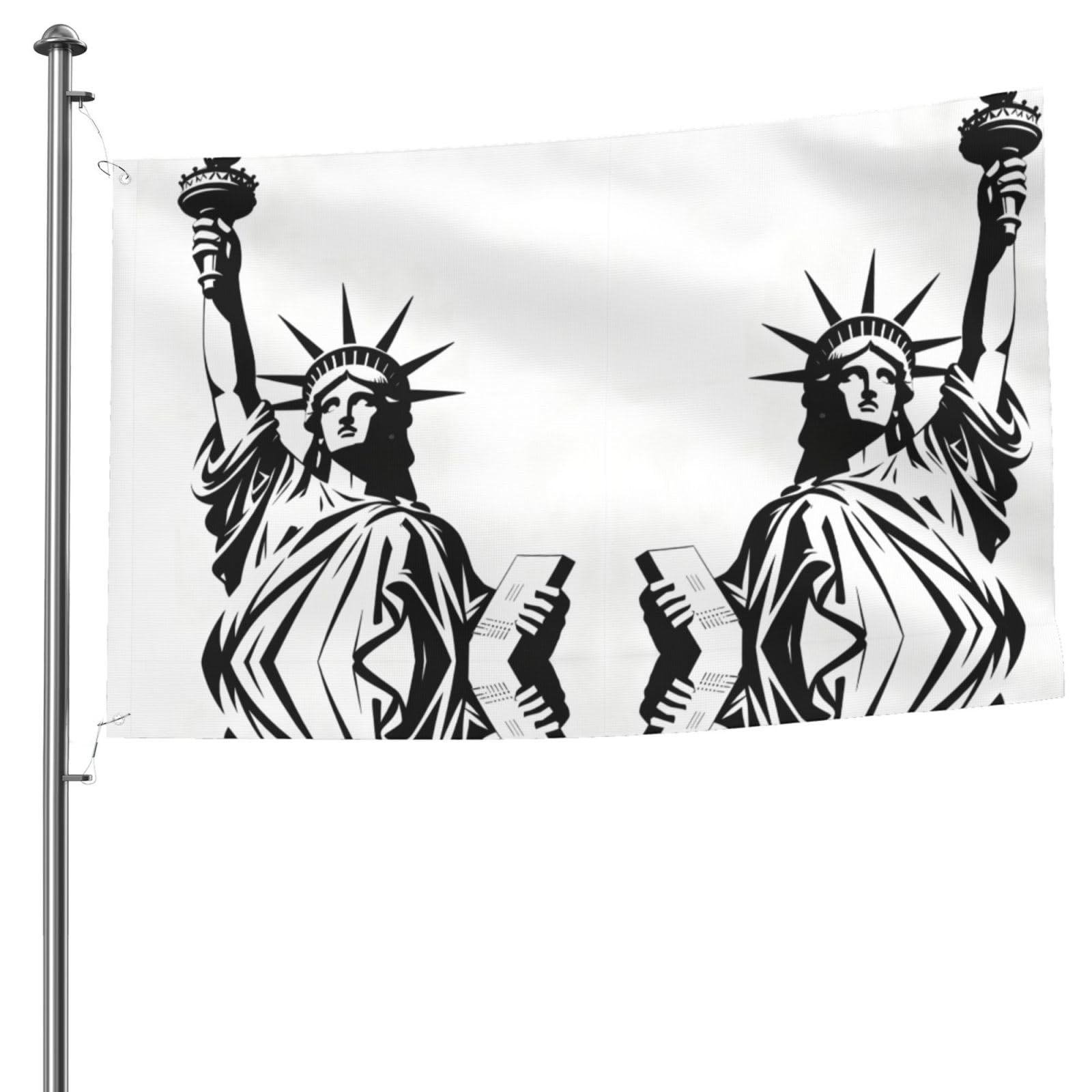 Statue de la Liberté drapeau en polyester premium anti-décoloration à oeillets