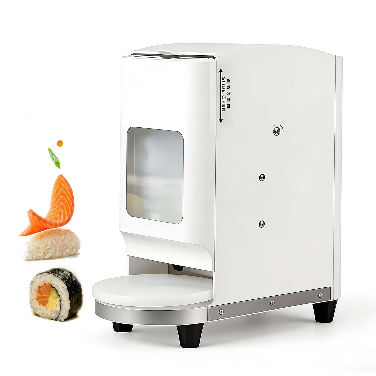 Macchina Automatica Professionale per Sushi E Onigiri, 1200 Pz/H, Avvio A Pulsante Singolo, Consistenza del Riso Regolabile, capacità 1 kg, Vassoio Girevole in Acciaio Inox 20g