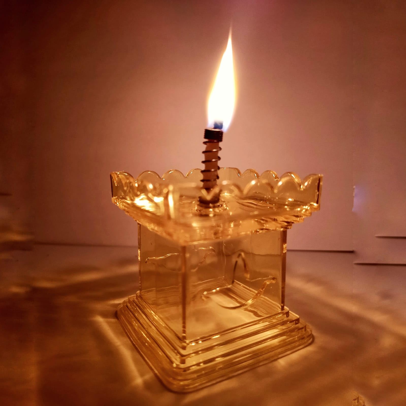 LEMBOSE 3D Reflection Tulsi Diya Set for Diwali Pujas and Outdoor Decor - Colorful Collection With Reusable Deepak, 1 Metal Wick Holder, 1 Cotton Wick - Pack of 3