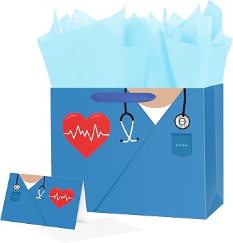 ysmile Nurse Graduation Gift Bag with Tissue Paper 12.6" Nursing Medical Grad Congrats Gifts