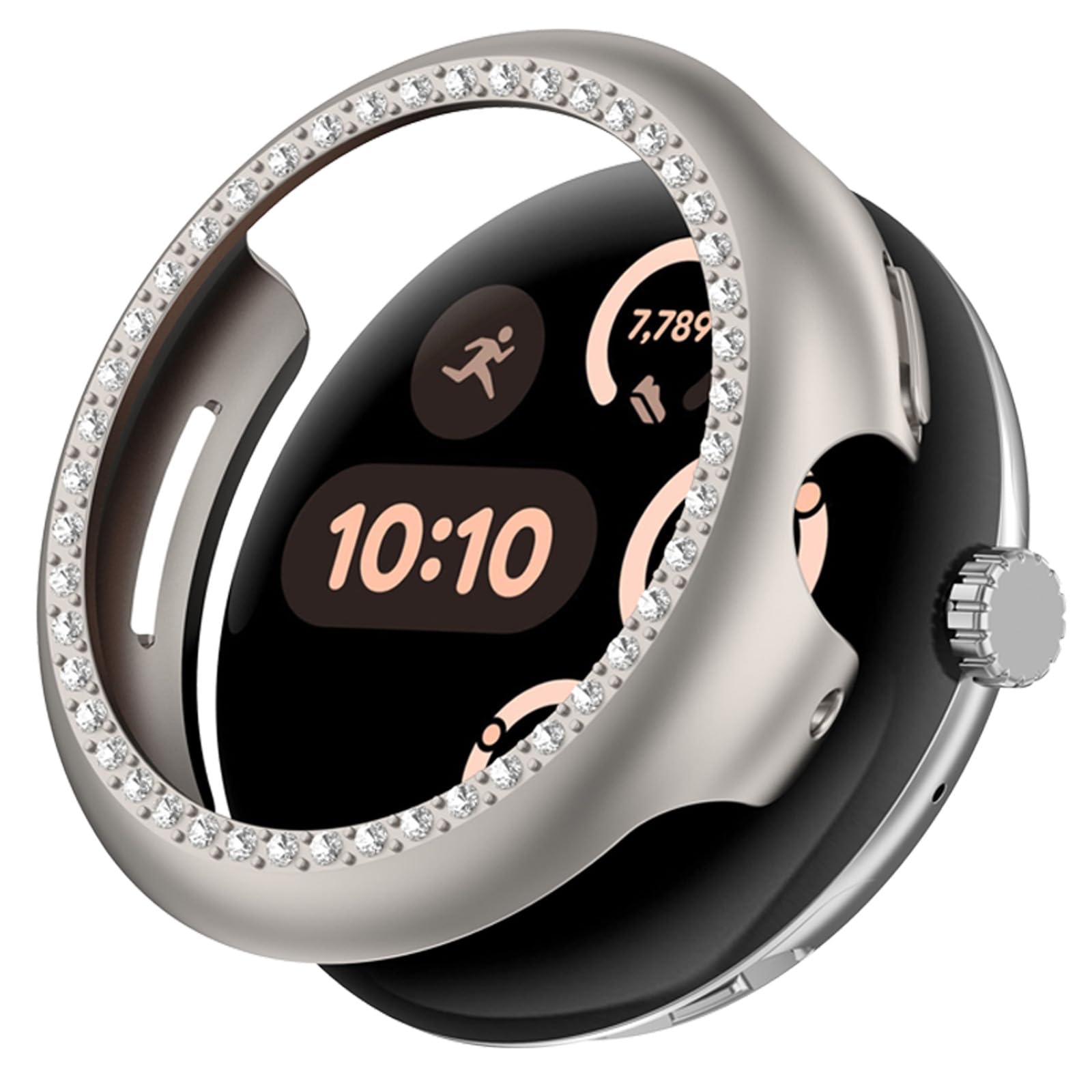 CIOODDW for Google Pixel Watch 1/2/3/4 41mm 45mm カバー ダブルダイヤモンド キラキラ 超簿軽量 PC素材 耐衝撃 装着簡単 google pixel watch 対応 可愛い 傷防止 簡単に取り付け・取 全面保護 グーグルピクセルウォッチ ダイヤモンド ケース(Pixel Watch 3 45mm,スターバースト,液晶フィルムなし)
