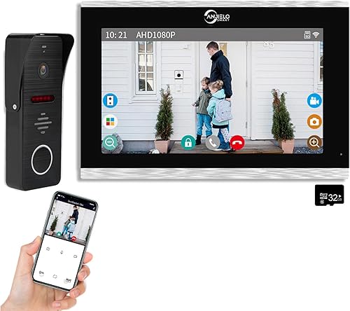 TUYA - Timbre de video con cable y sistema de intercomunicación de apartamento con cámara HD 1080P, monitor táctil de 10 pulgadas, WiFi inteligente