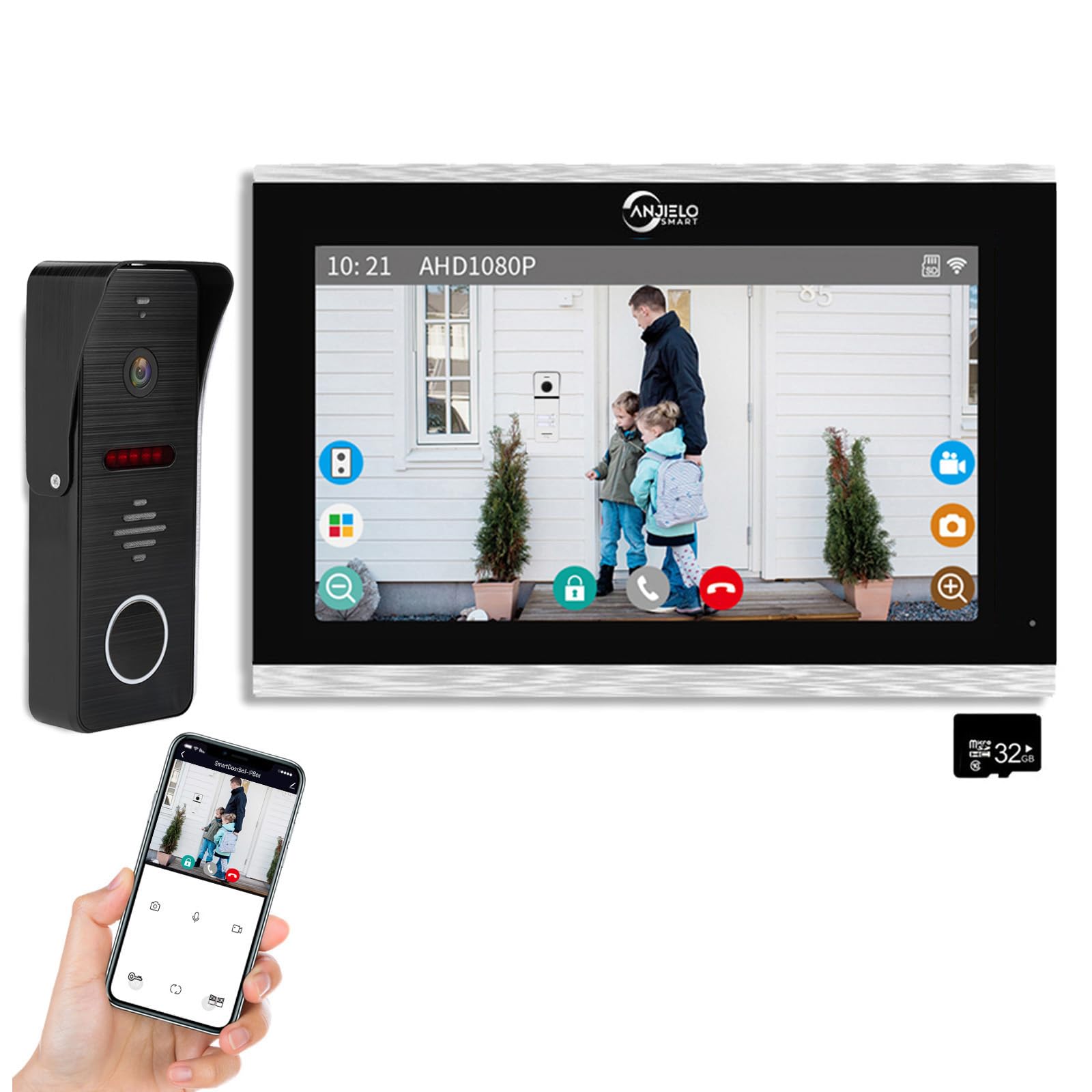 Wired Video Doorbell Apartment Intercom System with 1080P HD Camera,10 Inch Touch Monitor,TUYA WiFi Smart Home Video Intercom Door Phone Kits for Home