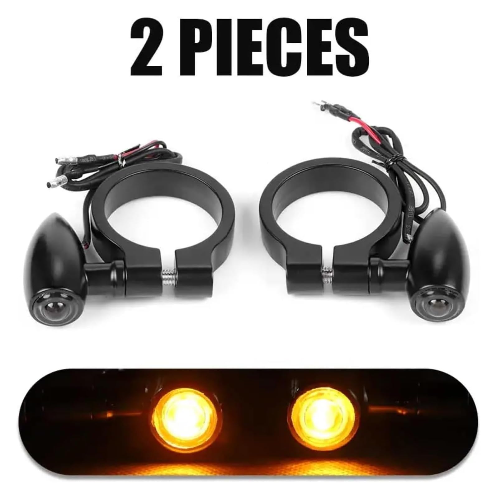 Indicatore di direzione Moto 12V Moto Freccia Indicatore di Direzione Lampada Luci Lampeggiante Installazione(2pcs Black)