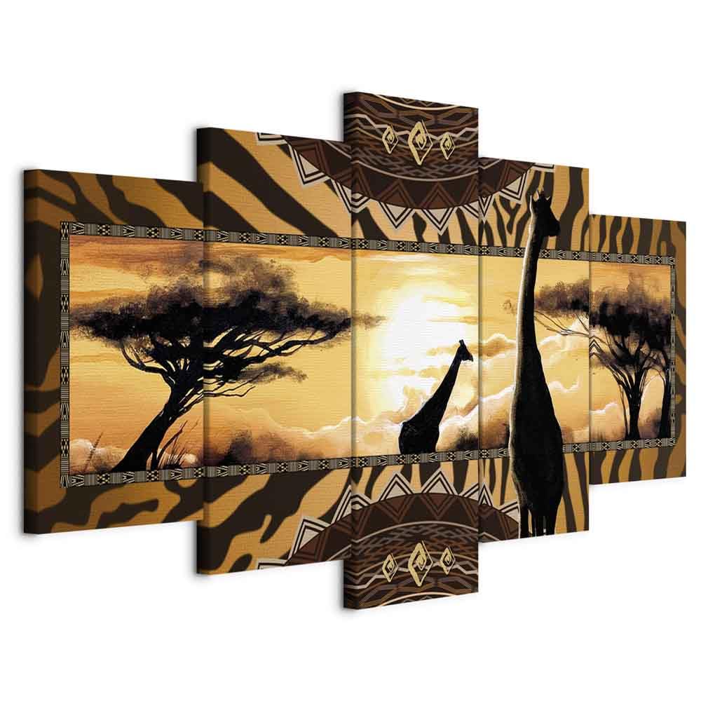Runa art Tableau Décoration Murale Afrique Coucher du Soleil 200x80 cm