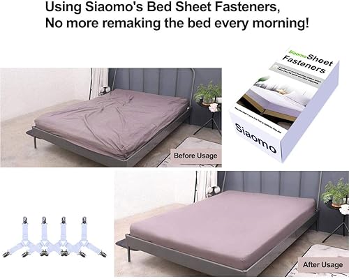 Miniatura 10 de Siaomo - Correas de soporte de sábanas para sujeción cruzada o recta, 4 unidades