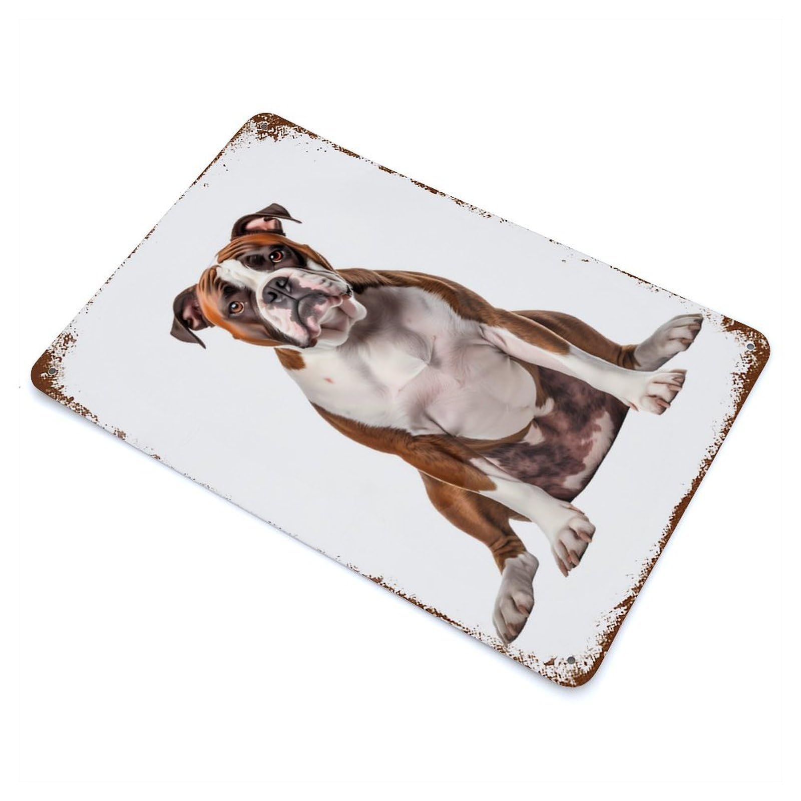 American Bulldog Rust Effect Tin Sign 11.8"x7.9", Novelty Wall Decor for Garage, Pub Or Kitchen