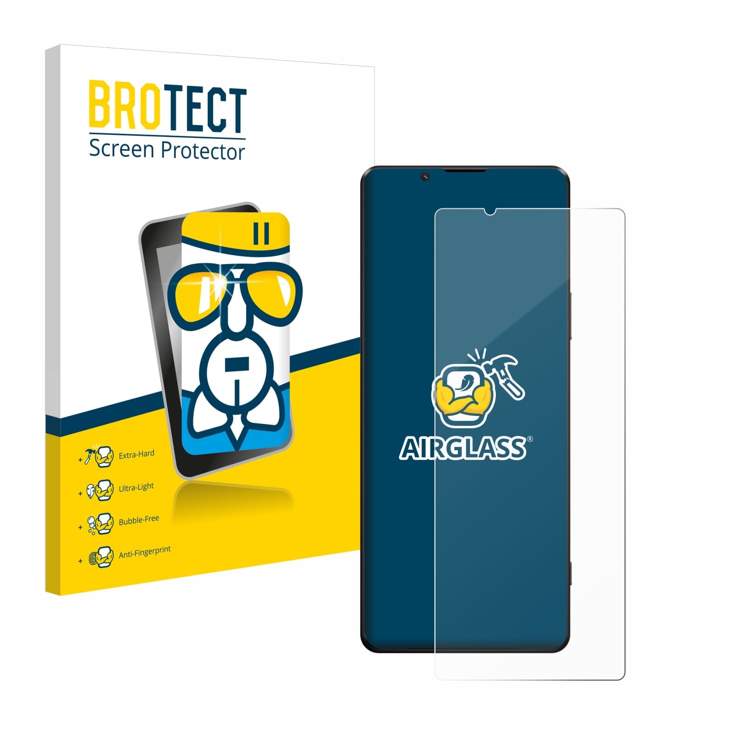 Brotect Pellicola In Vetro Ibrido AirGlass Per Sony Xperia 1 [Durezza 9H] - Protezione Schermo Trasparente E Anti-impronta, Facile Installazione Senza Bolle (Made In Germany)
