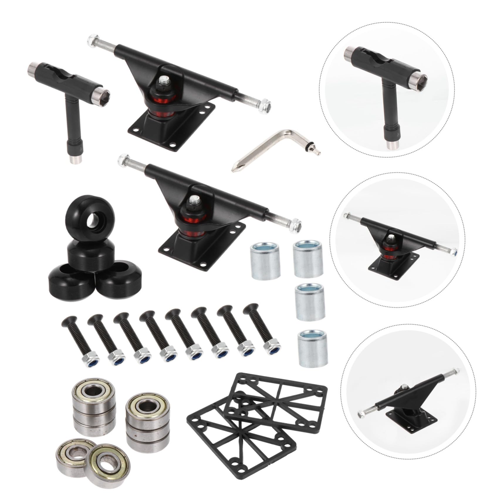 GALPADA Kit Complet de Pont de Skateboard Double Inclinaison 1 Set Noir