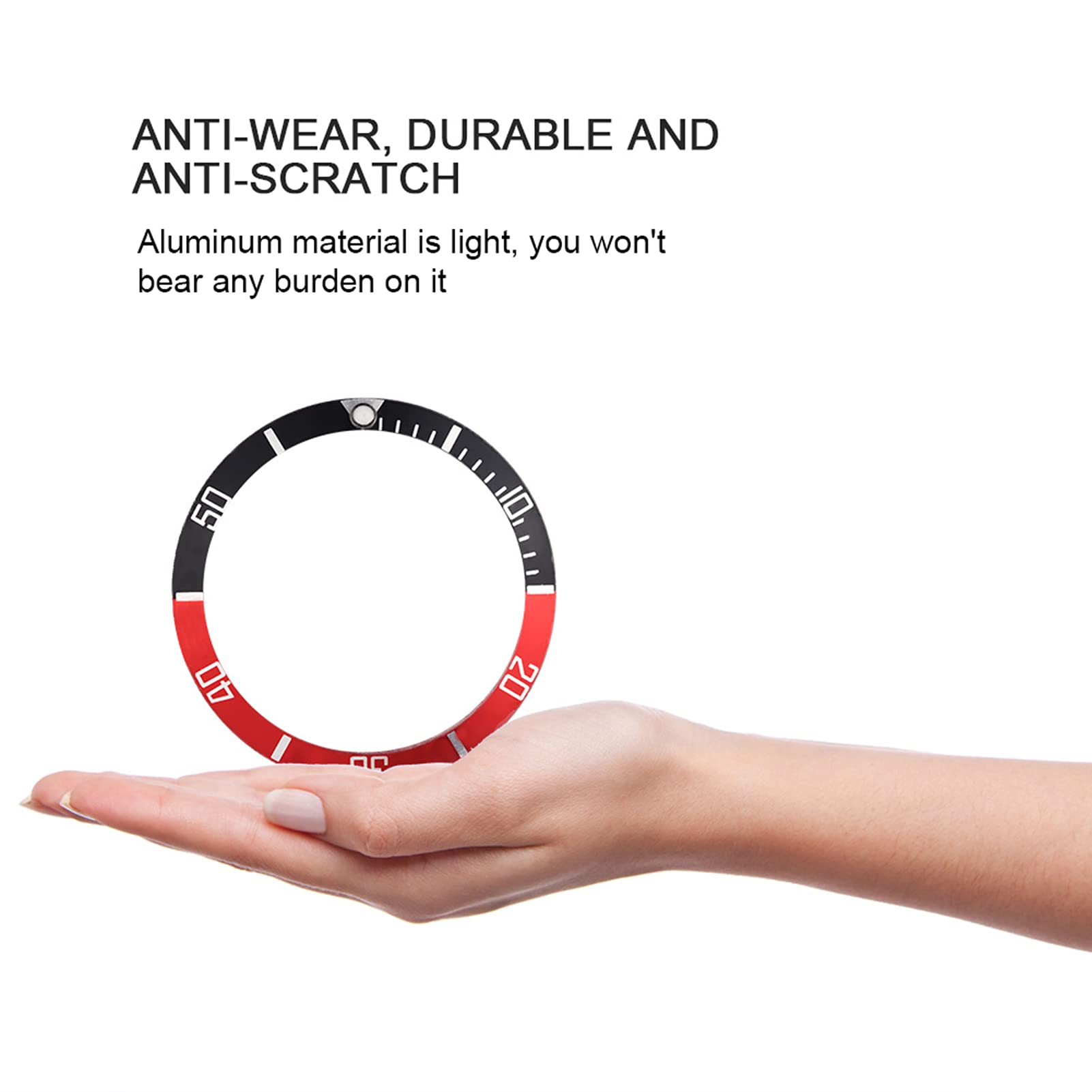 Gavigain Watch Replacement Parts, Watch Bezel Ring Durable Aluminum Material Cool Look Suit for Watch Fans (Black Red)