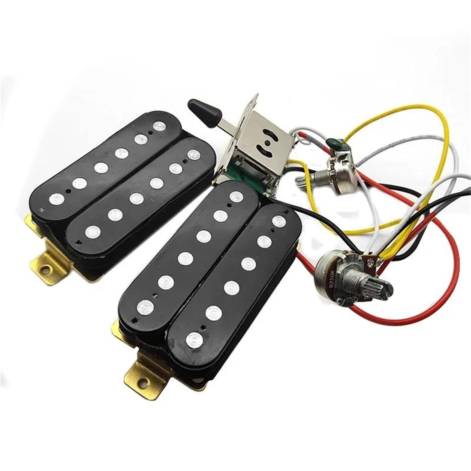 Arnés De Cableado Guitarra Pastillas De Guitarra Interruptor De 3 Vías Potenciómetro De 500 K Arnés De Cableado 1T1V(White)