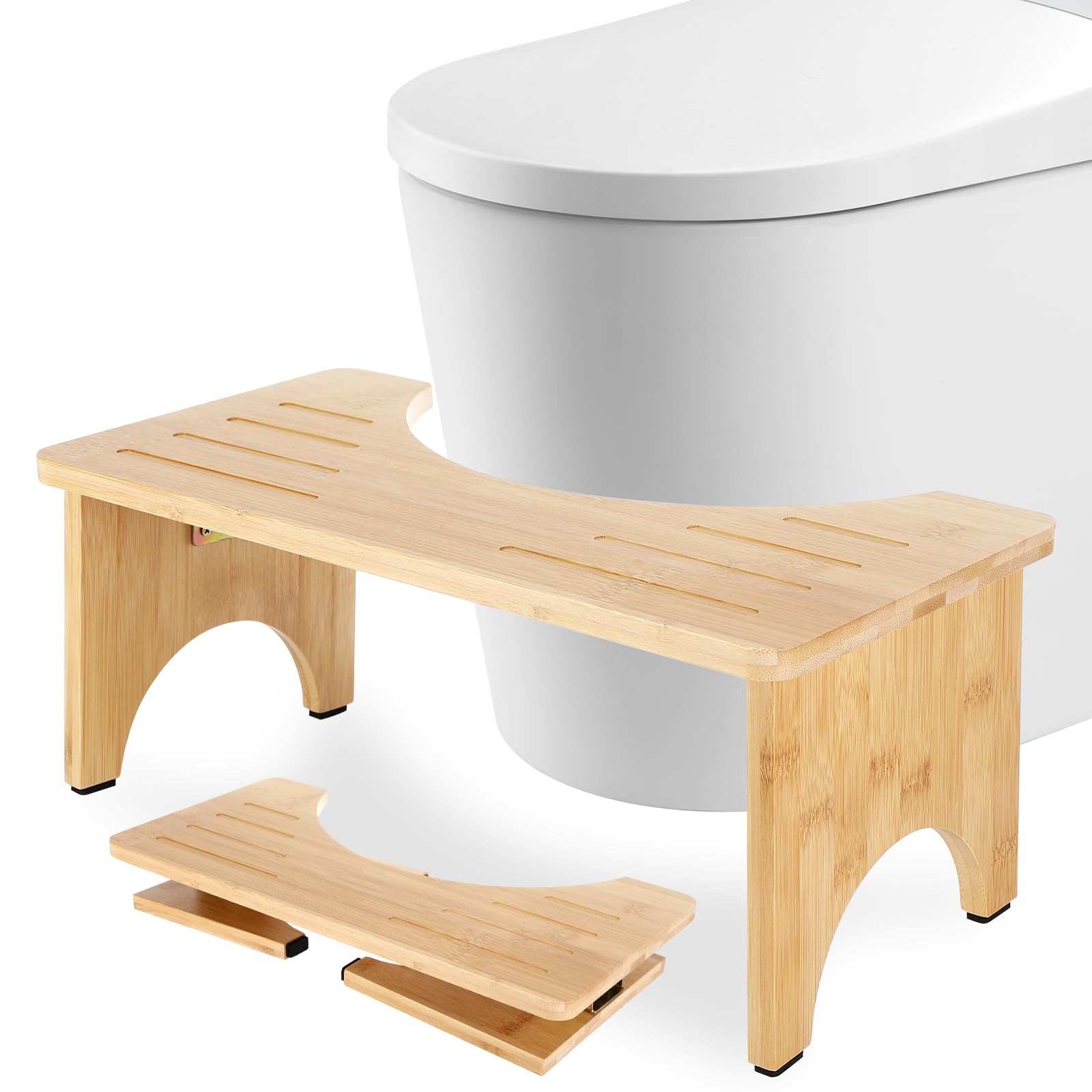 Sgabello WC Pieghevole Legno, Sgabello WC Adulti, Sgabello Pieghevole Bagno per WC, per Adulti e Bambini, Ergonomico per Promuovere la Digestione, Sgabello Salvaspazio per WC e Bagno