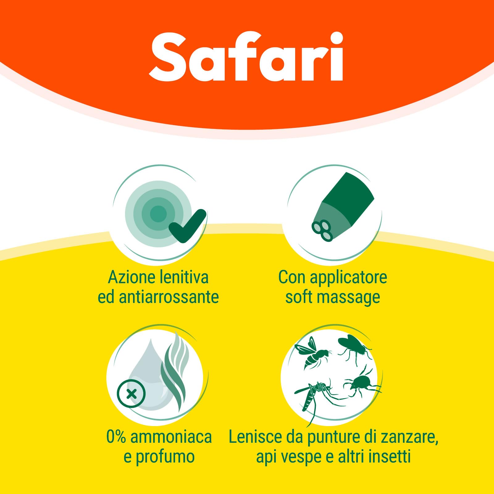 Orphea, Gel Dopopuntura, Safari Formula, con Applicatore di Roll on, Azione Immediata Contro Punture Di Zanzare, Vespe e meduse, Senza Ammoniaca e Alcohol, Con Estratti Naturali, 10ml